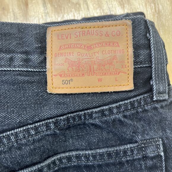 Levi’s 501 Original Button Fly Big E Black Denim Selvedge Men's 32x32 Jeans - Picture 5 of 16